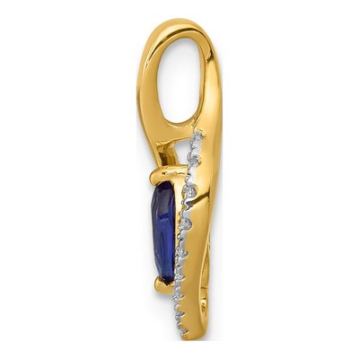 14K Yellow Gold Sapphire & Diamond Marquise Slide Pendant – view 3