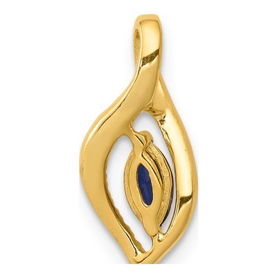 14K Yellow Gold Sapphire & Diamond Marquise Slide Pendant – view 4