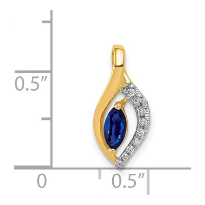 14K Yellow Gold Sapphire & Diamond Marquise Slide Pendant – view 5