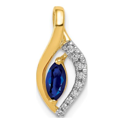 14K Yellow Gold Sapphire & Diamond Marquise Slide Pendant