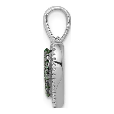 14K White Gold 1/8 ct tw Emerald & Diamond Heart Pendant – view 2