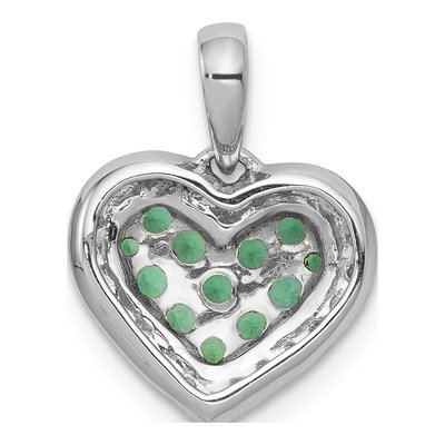 14K White Gold 1/8 ct tw Emerald & Diamond Heart Pendant – view 3
