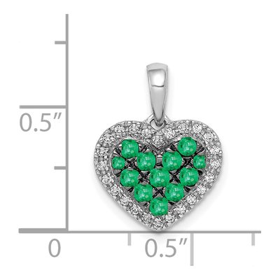 14K White Gold 1/8 ct tw Emerald & Diamond Heart Pendant – view 4