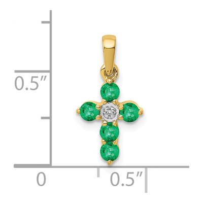 10K Yellow Gold Emerald Diamond Cross Pendant – view 4