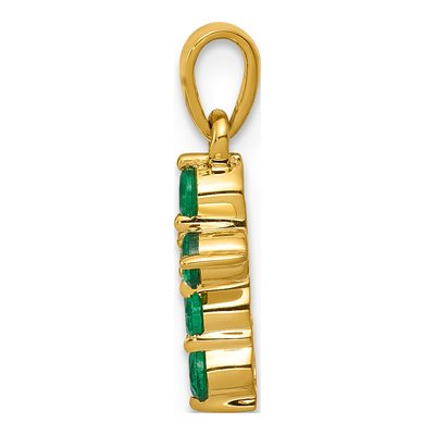 14K Yellow Gold Emerald & Diamond Cross Pendant – view 3