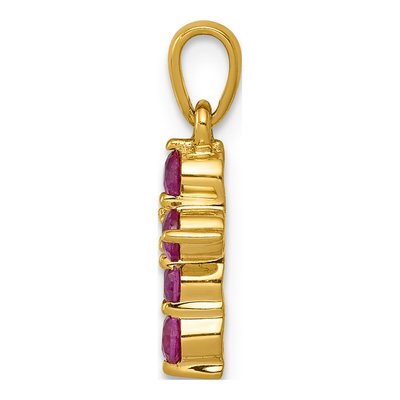14K Yellow Gold Ruby & Diamond Cross Pendant – view 2