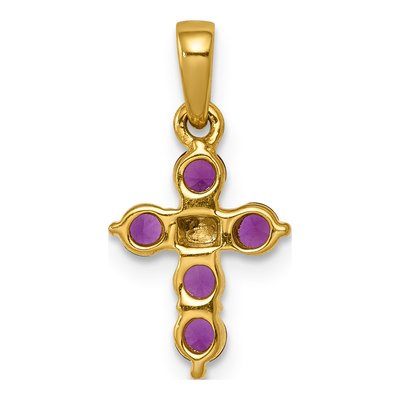 14K Yellow Gold Ruby & Diamond Cross Pendant – view 3