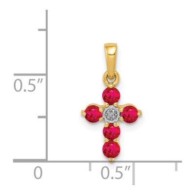 14K Yellow Gold Ruby & Diamond Cross Pendant – view 4