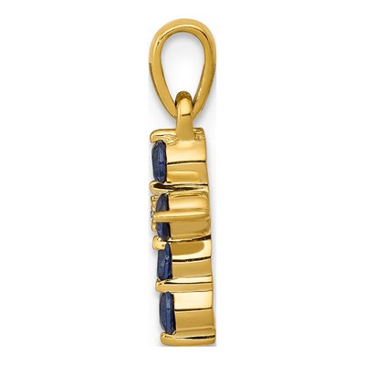 10K Yellow Gold Sapphire Diamond Cross Pendant – view 2