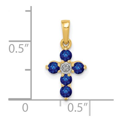 10K Yellow Gold Sapphire Diamond Cross Pendant – view 4