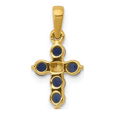 14K Yellow Gold Sapphire & Diamond Cross Pendant – view 4