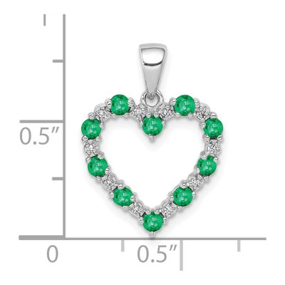 10K White Gold Emerald & Diamond Heart Pendant – view 3