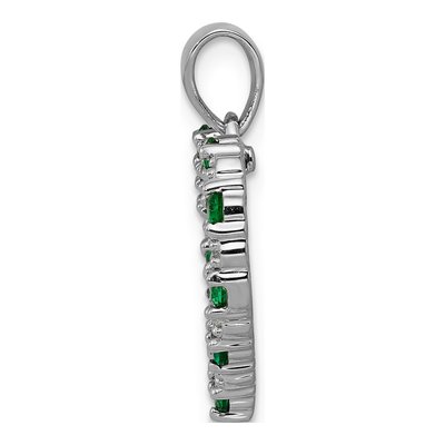14K White Gold Emerald & Diamond Heart Pendant – view 3