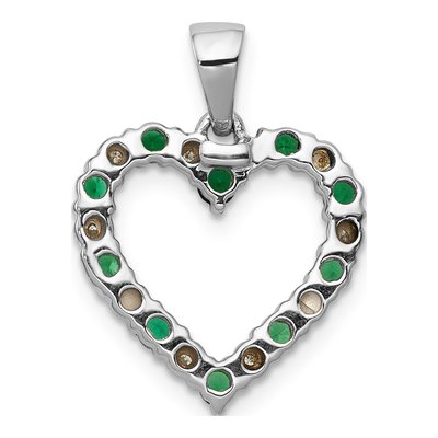 14K White Gold Emerald & Diamond Heart Pendant – view 4