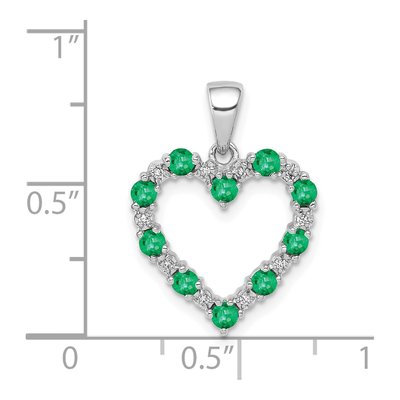 14K White Gold Emerald & Diamond Heart Pendant – view 5