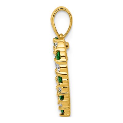 14K Yellow Gold Emerald & Diamond Heart Pendant – view 3