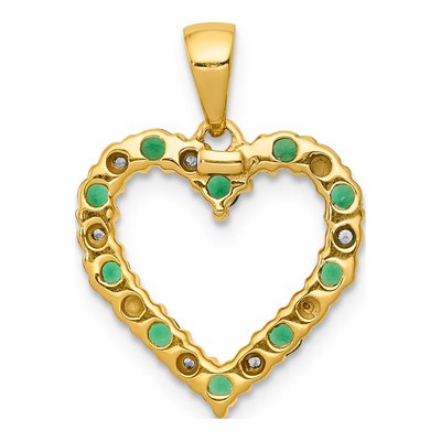 14K Yellow Gold Emerald & Diamond Heart Pendant – view 4