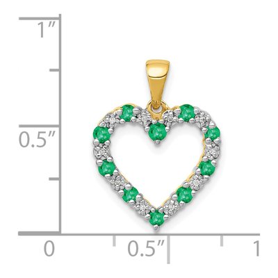 14K Yellow Gold Emerald & Diamond Heart Pendant – view 5