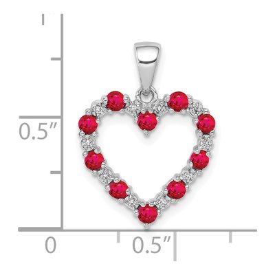 10K White Gold Ruby & Diamond Heart Pendant – view 3
