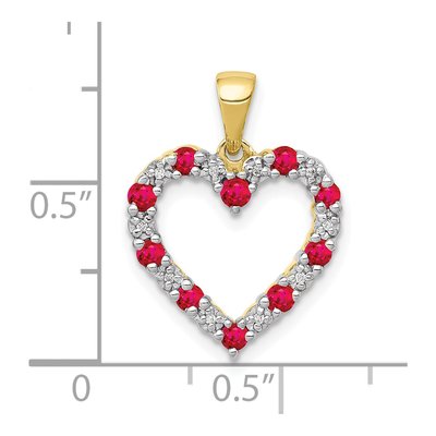 10K Yellow Gold Ruby & Diamond Heart Pendant – view 3