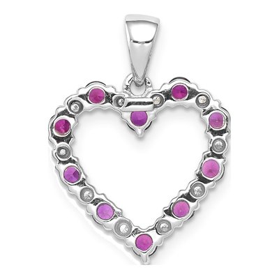 14K White Gold Ruby & Diamond Heart Pendant – view 4