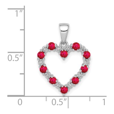 14K White Gold Ruby & Diamond Heart Pendant – view 5