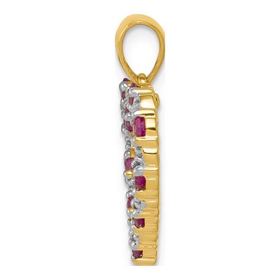14K Yellow Gold Ruby & Diamond Heart Pendant – view 3