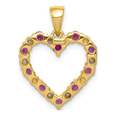 14K Yellow Gold Ruby & Diamond Heart Pendant – view 4