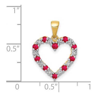 14K Yellow Gold Ruby & Diamond Heart Pendant – view 5