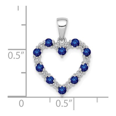 10K White Gold Sapphire & Diamond Heart Pendant – view 3
