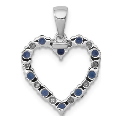 14K White Gold Sapphire & Diamond Heart Pendant – view 4