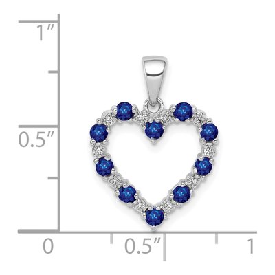 14K White Gold Sapphire & Diamond Heart Pendant – view 5