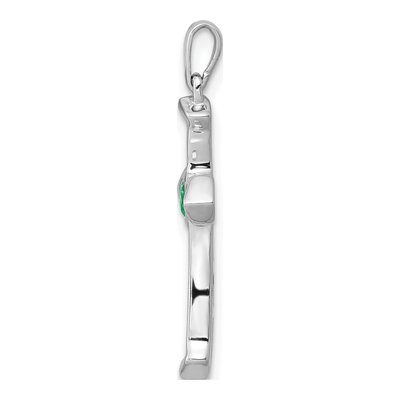 14K White Gold Lab-Created Emerald Cross Pendant – view 2
