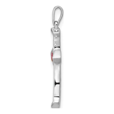 10K White Gold 1/5 ct tw Diamond Ruby Heart Cross Pendant – view 2