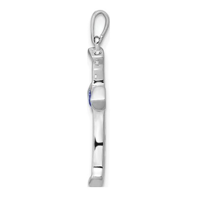 14K White Gold Lab-Created Sapphire Cross Pendant – view 2