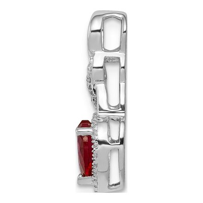 14K White Gold 1/15 ct tw Ruby & Diamond Heart Slide Pendant – view 2