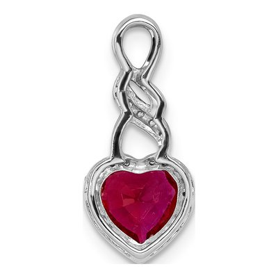 14K White Gold 1/15 ct tw Ruby & Diamond Heart Slide Pendant – view 3