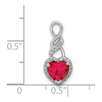 14K White Gold 1/15 ct tw Ruby & Diamond Heart Slide Pendant – view 4