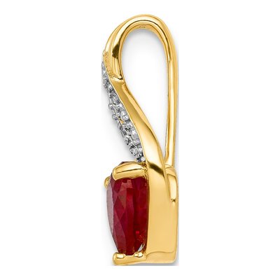 10K Yellow Gold Diamond Ruby Heart Slide Pendant – view 2