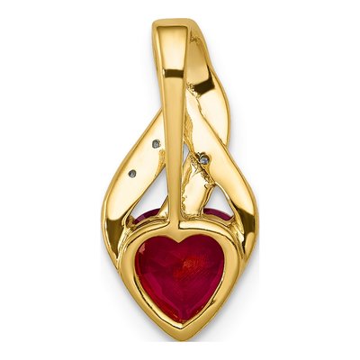 10K Yellow Gold Diamond Ruby Heart Slide Pendant – view 3