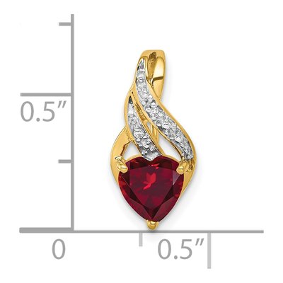 10K Yellow Gold Diamond Ruby Heart Slide Pendant – view 4