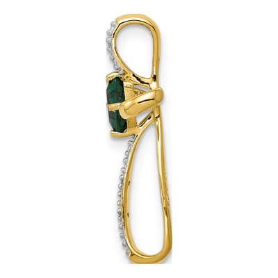 14K Yellow Gold Lab-Created Emerald & Diamond Cross Omega Slide Pendant – view 3