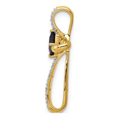 10K Yellow Gold Lab-Created Sapphire & Diamond Cross Slide Pendant – view 3