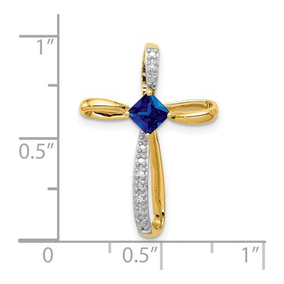 10K Yellow Gold Lab-Created Sapphire & Diamond Cross Slide Pendant – view 4