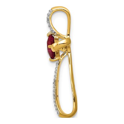 14K Yellow Gold Lab-Created Ruby & Diamond Cross Slide Pendant – view 3
