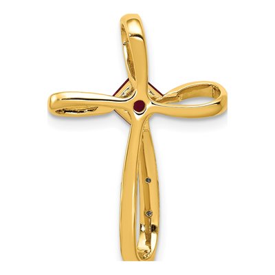 14K Yellow Gold Lab-Created Ruby & Diamond Cross Slide Pendant – view 4