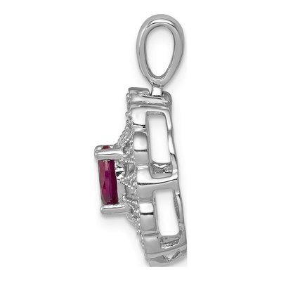 14K White Gold 1/6 ct tw Ruby & Diamond Fancy Pendant – view 3