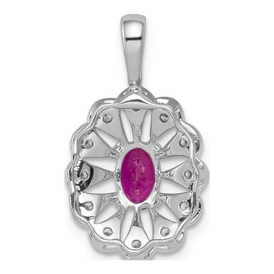 14K White Gold 1/6 ct tw Ruby & Diamond Fancy Pendant – view 4