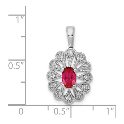 14K White Gold 1/6 ct tw Ruby & Diamond Fancy Pendant – view 5