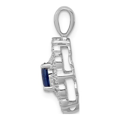 14K White Gold 1/6 ct tw Sapphire & Diamond Fancy Pendant – view 2